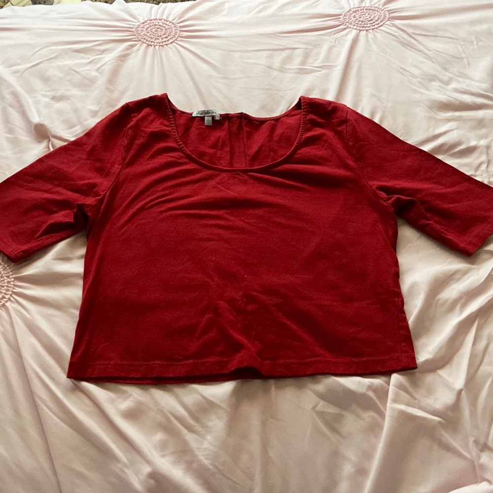 Dark red crop top with working zipper(decoration)🍒